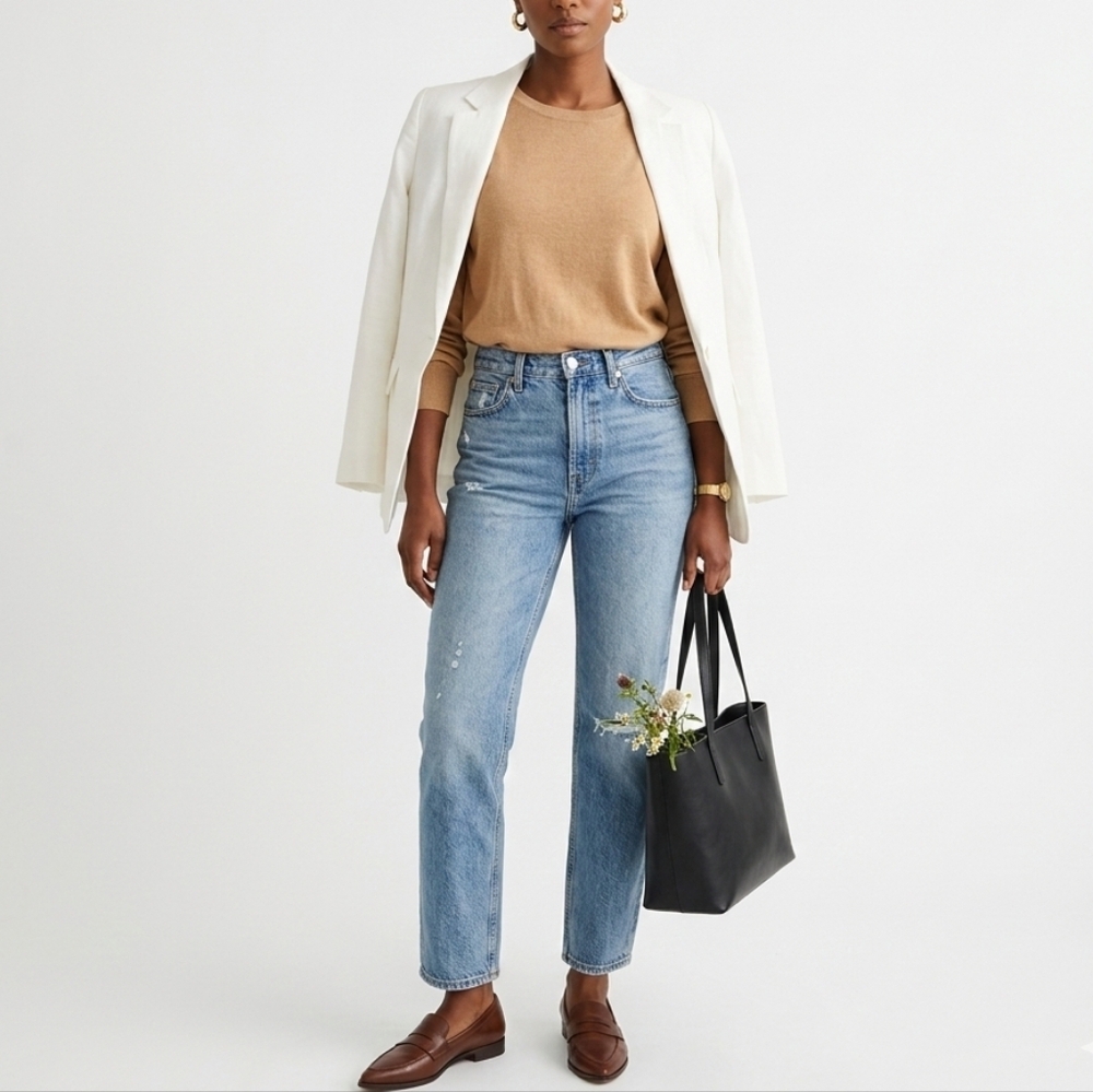 Zara Camel Lightweight Crewneck Sweater